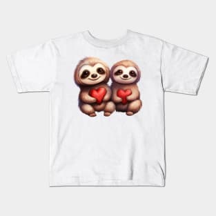 Valentine Sloth Couple Kids T-Shirt